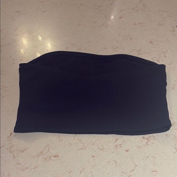 Black bandeau ribbed top - Picture 3 of 4